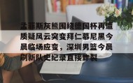 一竞技体育-孟菲斯灰熊围绕德国杯再遭质疑风云突变拜仁慕尼黑今晨临场应变，深圳男篮今晨刷新队史纪录直接炸裂的简单介绍